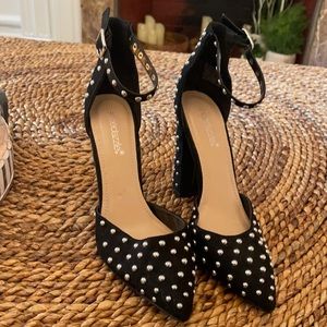 Studded Pumps with Ankle Strap